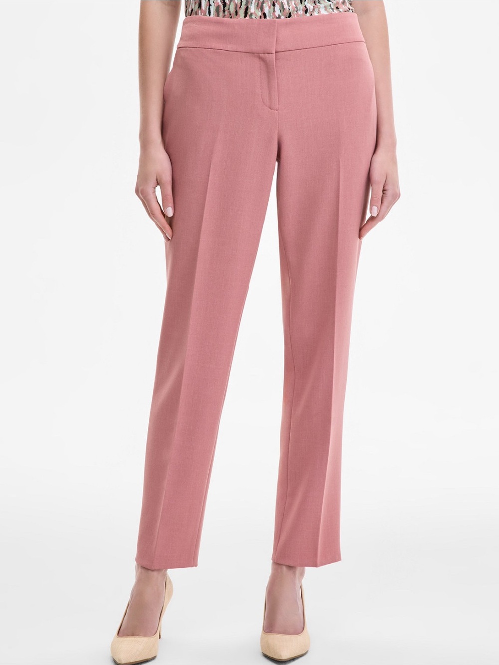Kasper Straight-Leg Trousers in Dusty Rose